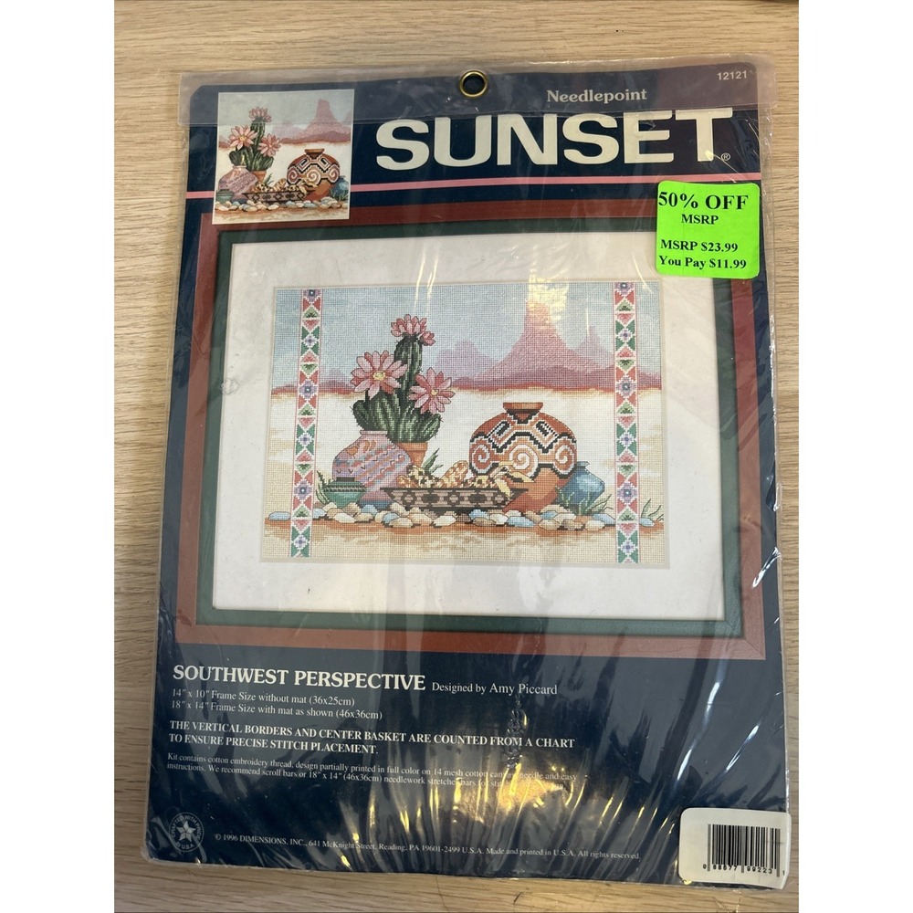 Vintage Sunset Needlepoint Kit SOUTHWEST PERSPECTIVE Kit #12121 Desert Cactus